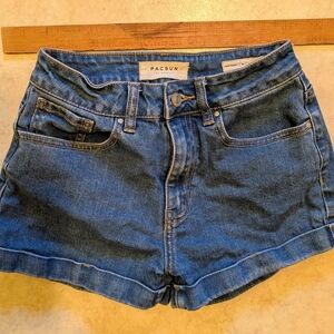 PacSun Dark Blue High-Rise Denim Shorts